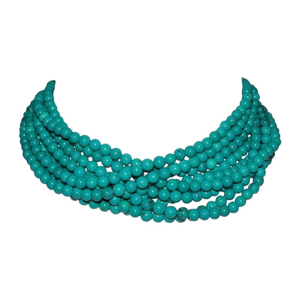 Turquoise Beaded Torsade Necklace Alberto Juan